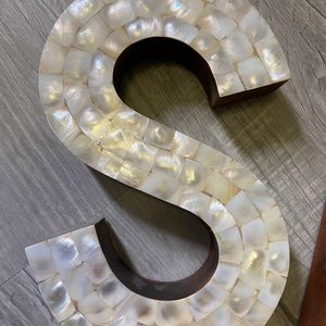 Pearl Shell Mosaic Letter “S” wall decor